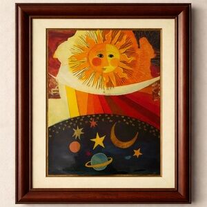 Celestial Sun and Stars Art Print Vintage